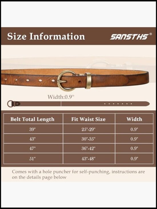 Genuine Leather Belt with Gold Vintage Brass Buckle for Women main image 3